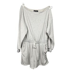 Abercrombie YPB On The Go Off Shoulder Romper Womens L Gray Fleece Casual Cozy